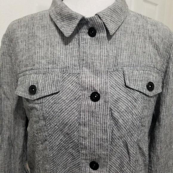 1. State Boardwalk Stripe Crop Trucker Jacket - Picture 5 of 12